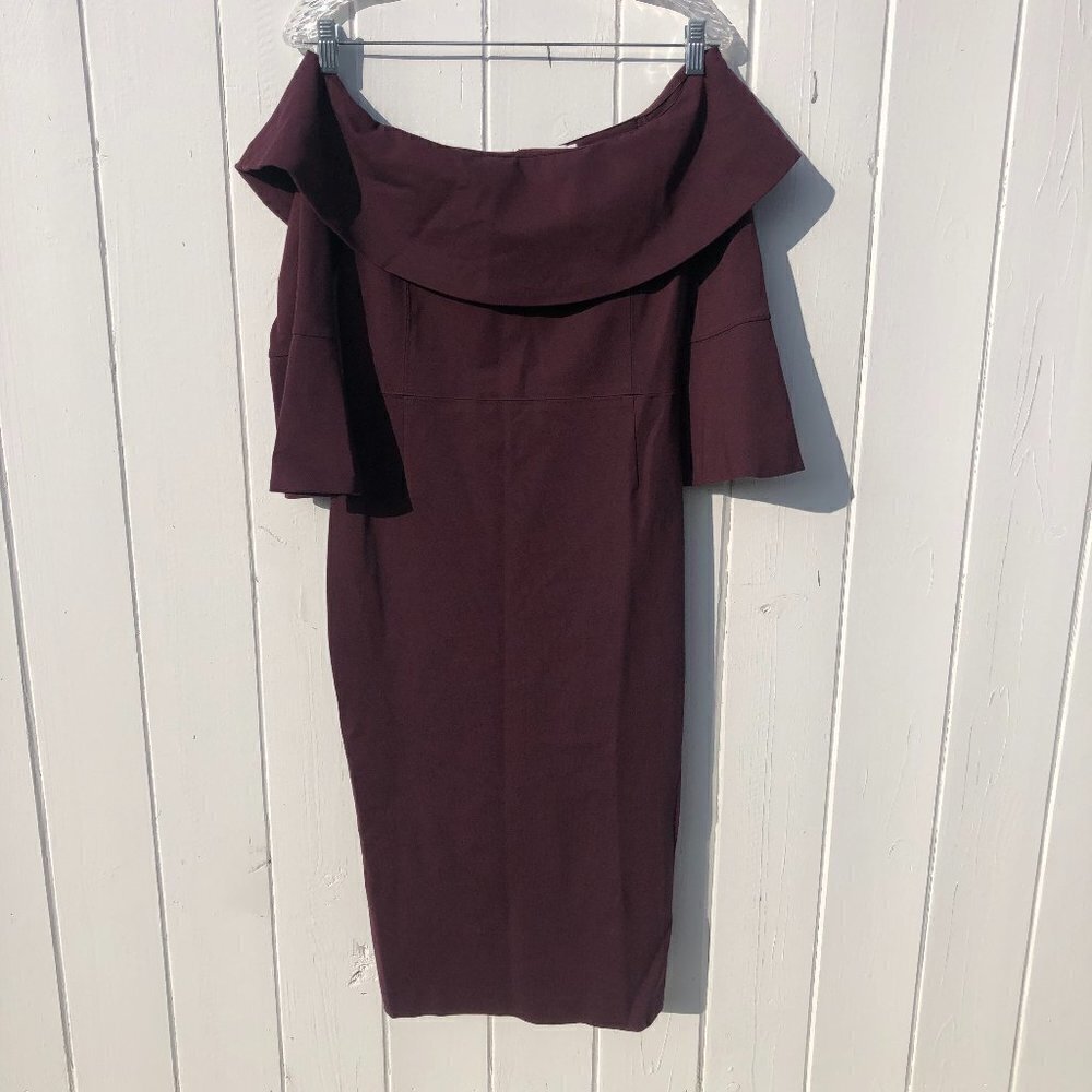 Aritzia Babaton Giovani Midi Off The Shoulder Dress Plum